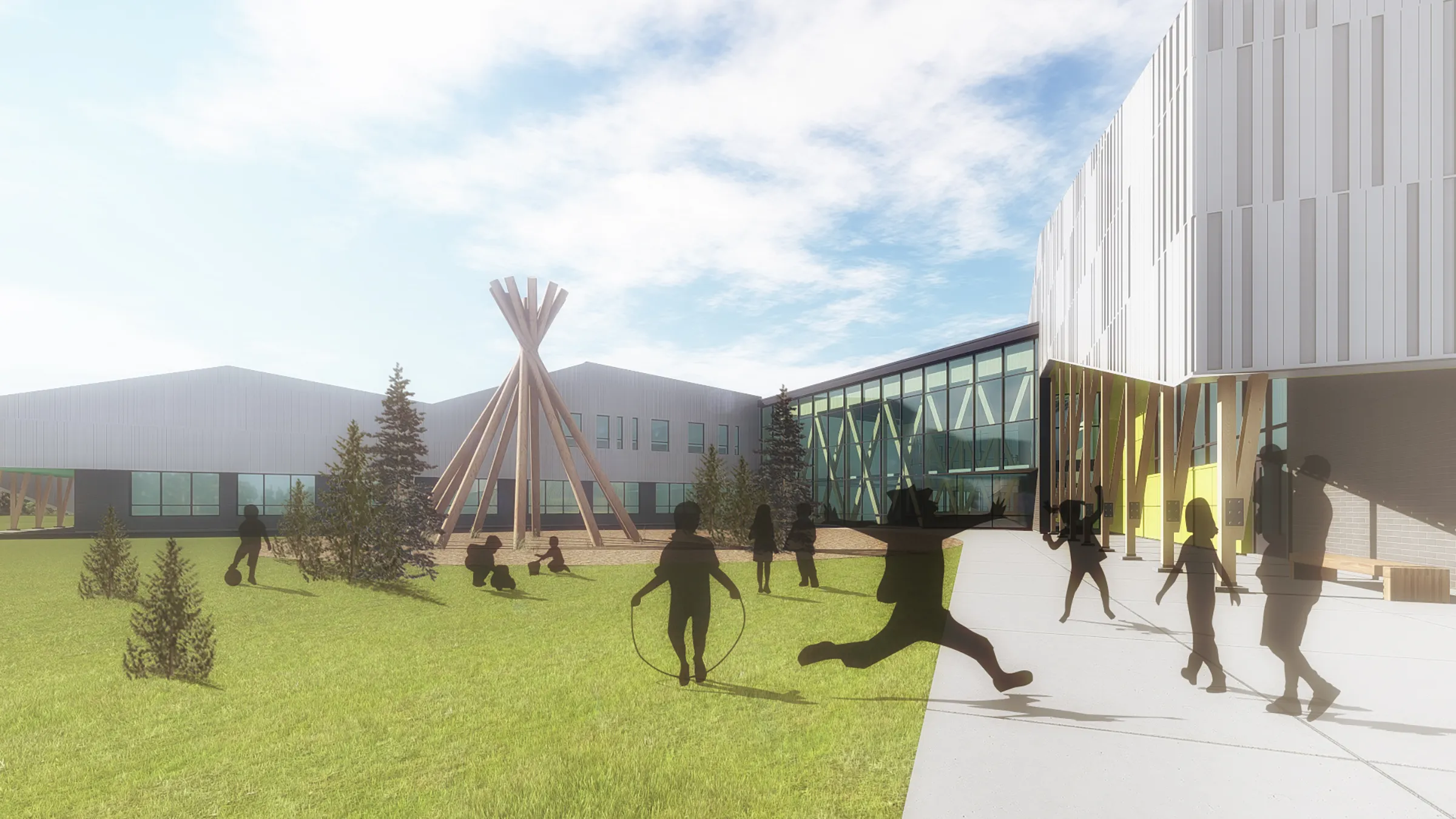 Rendu architectural 3D de l'école primaire de Chisasibi
