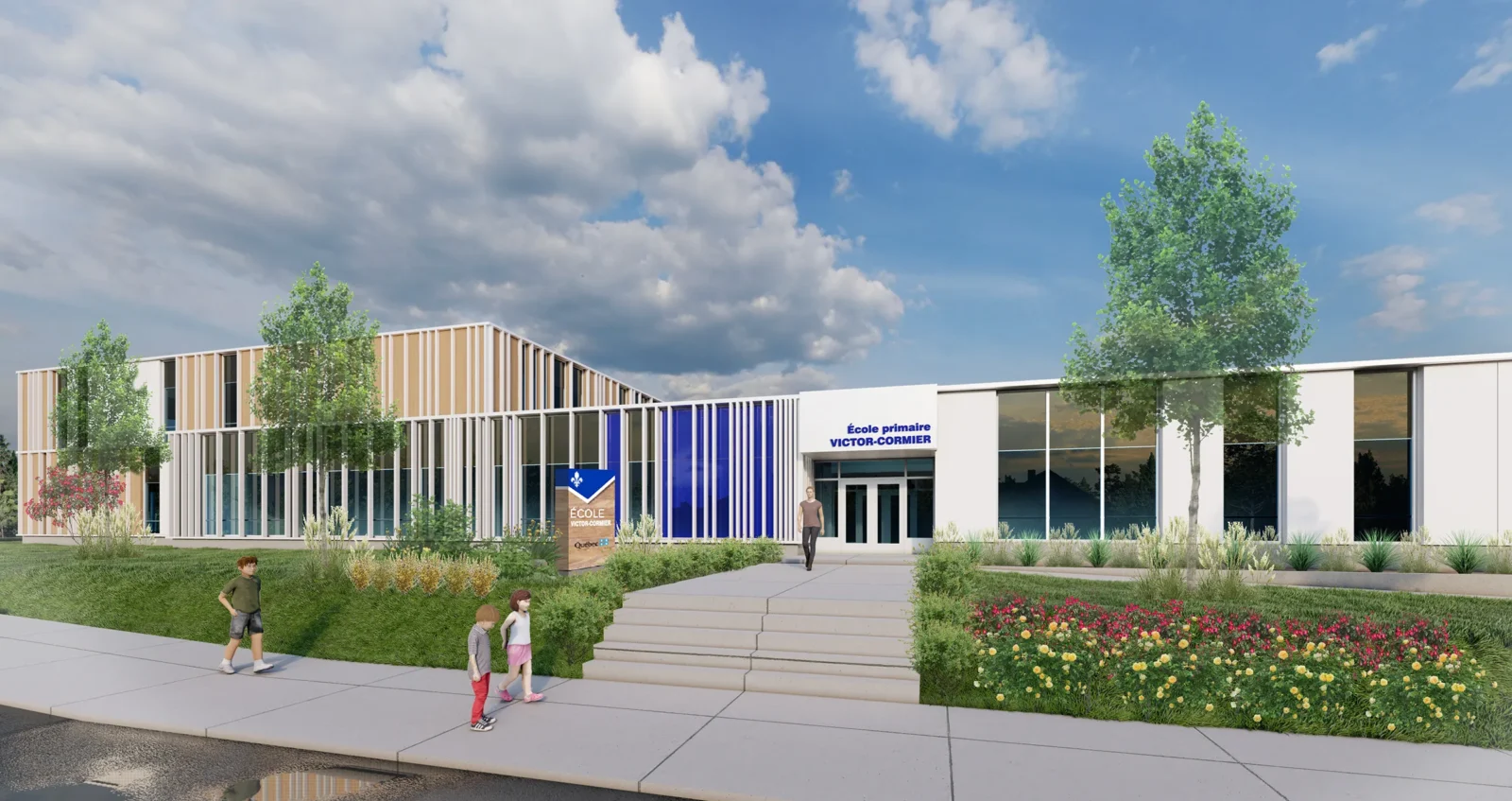 Rendu architectural 3D de l'école primaire Victor-Cormier de La Sarre